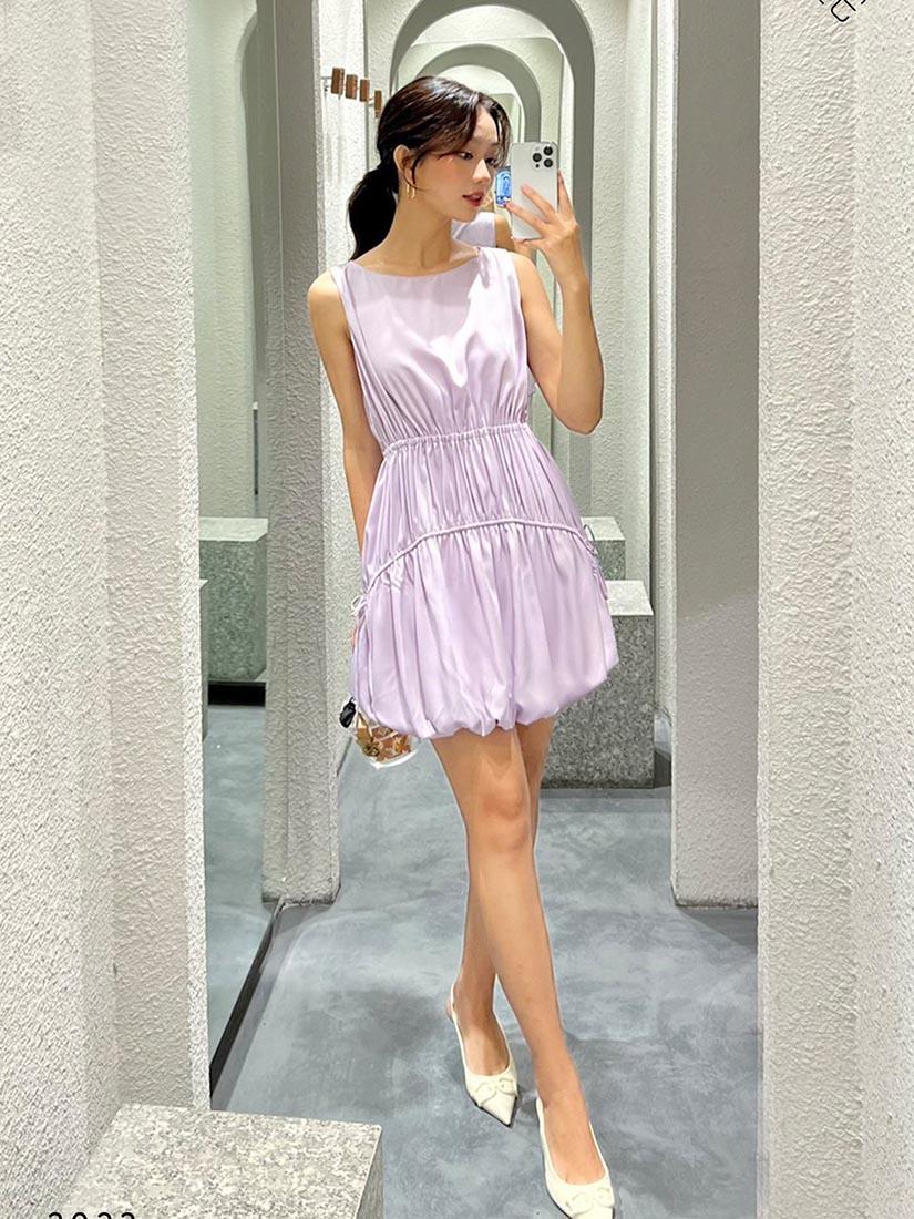 Violet Drawstring Puffed Dress - :BE/NOTABLE/