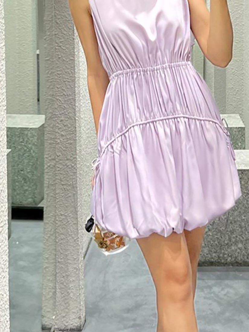 Violet Drawstring Puffed Dress - :BE/NOTABLE/